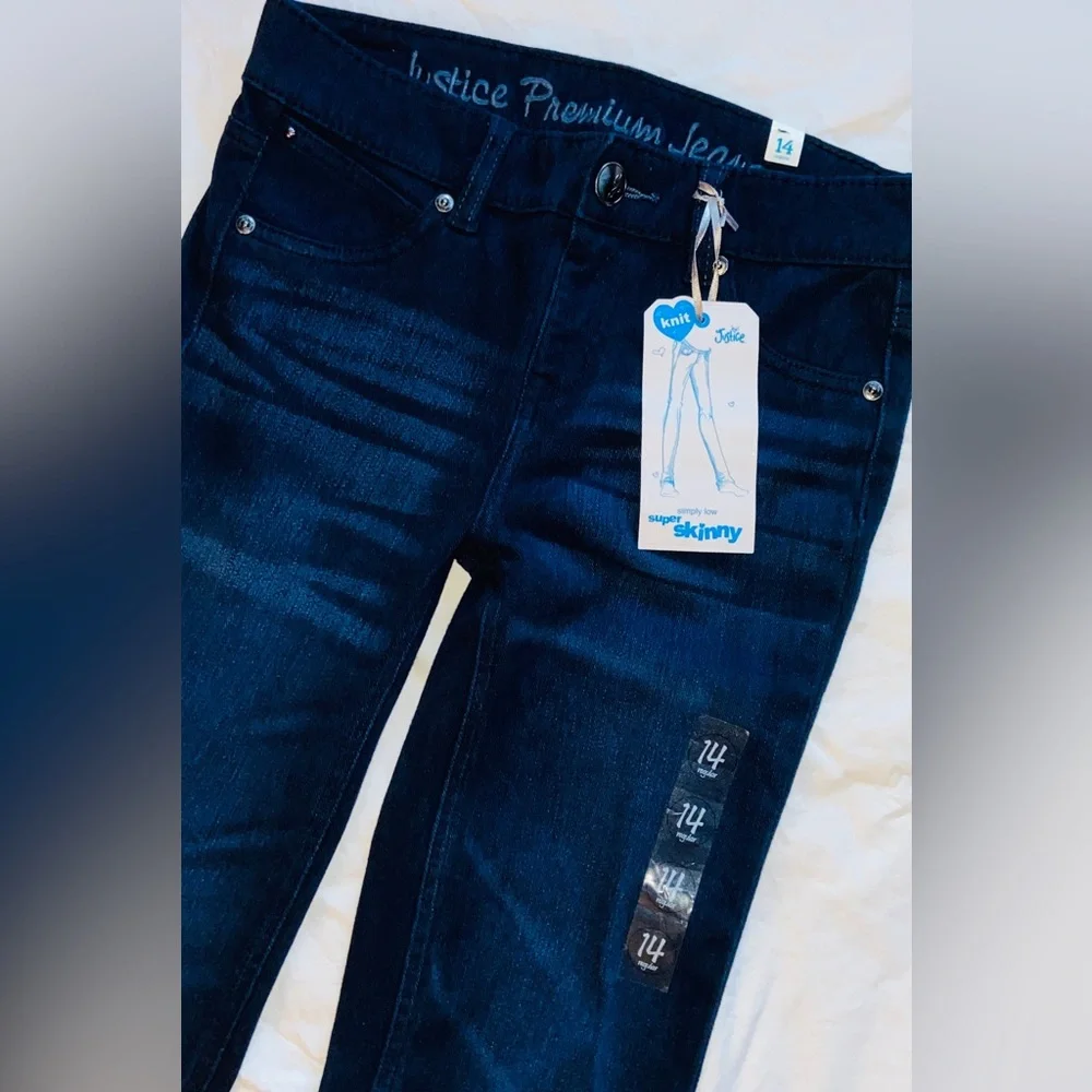 NWT Teens Jeans/Pants👖Sz-14R 2 Piece Bundle- Justice Premium Dark Blue- Unisex